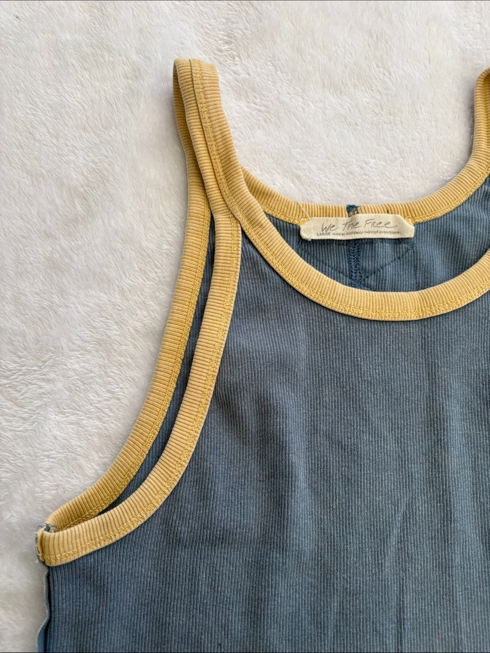 We the Free size large only 1 ringer Blue Tank Top with Yellow Trim - Picture 4 of 11
